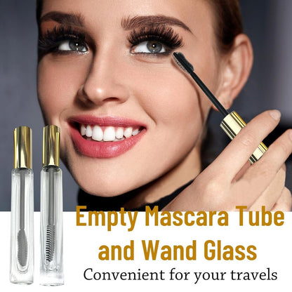 fupah Empty Mascara Tube and Wand Glass - Refillable 10ml Makeup Container, Leak Proof, Reusable, Travel Ready