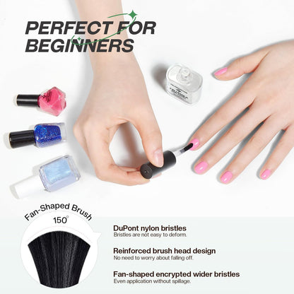 Glamonade Base Top Coat Nail Polish: 2 in 1 Clear High Shine Quick Dry Nail Polish for Long Lasting Color Protection
