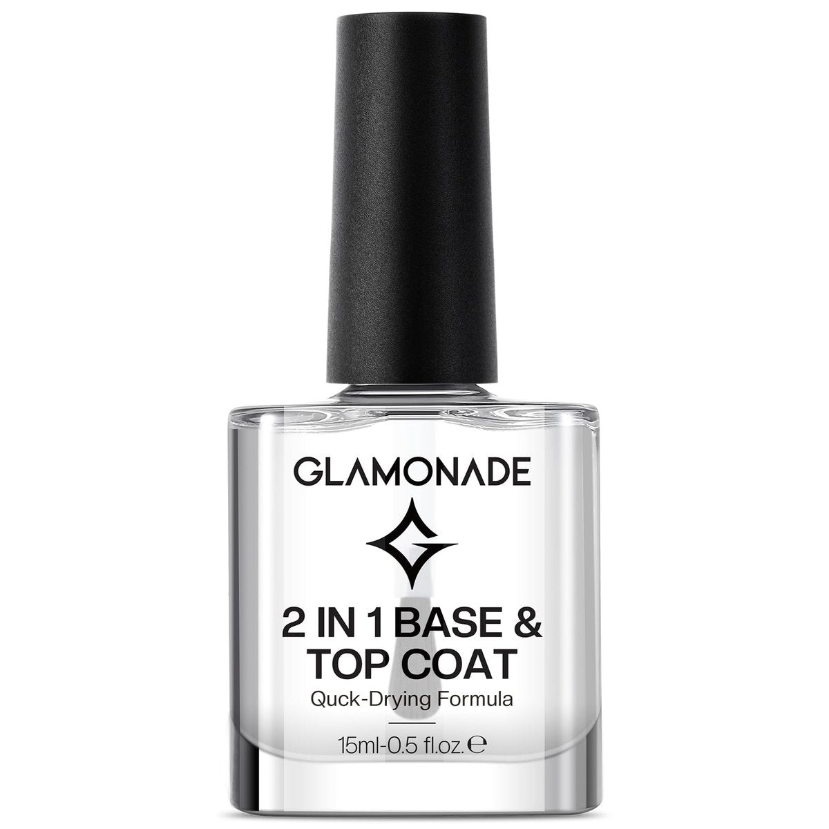 Glamonade Base Top Coat Nail Polish: 2 in 1 Clear High Shine Quick Dry Nail Polish for Long Lasting Color Protection - görsel 1