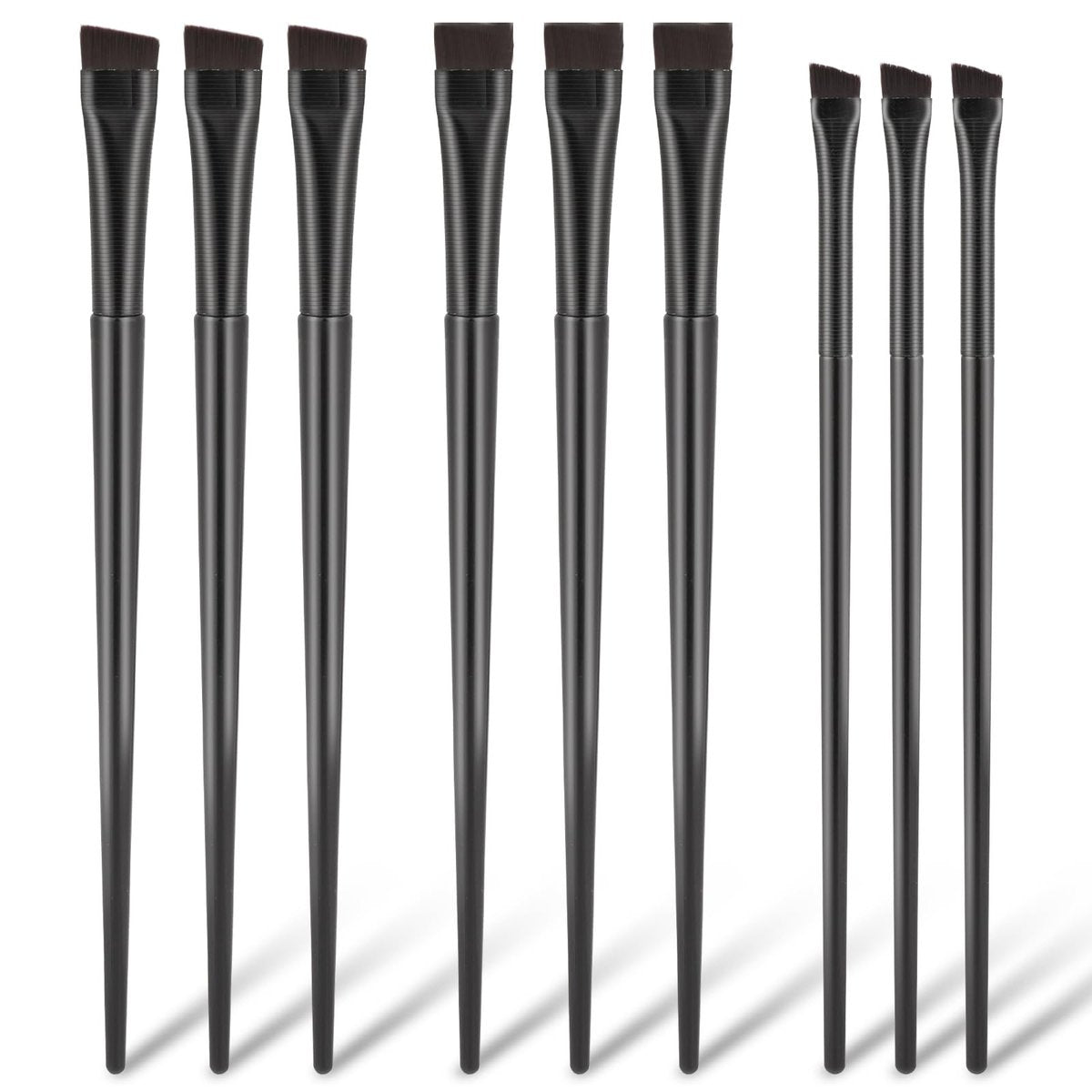 9 Pcs Angled Eyeliner and Eyebrow Brush Set - Flat Tint, Fine Slanted Applicator, Ultra Thin Makeup Brush for Eyeshadow and Eyeliner - görsel 1