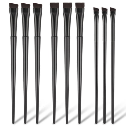 9 Pcs Angled Eyeliner and Eyebrow Brush Set - Flat Tint, Fine Slanted Applicator, Ultra Thin Makeup Brush for Eyeshadow and Eyeliner