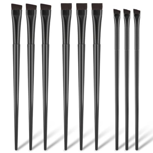 9 Pcs Angled Eyeliner and Eyebrow Brush Set - Flat Tint, Fine Slanted Applicator, Ultra Thin Makeup Brush for Eyeshadow and Eyeliner - görsel 2