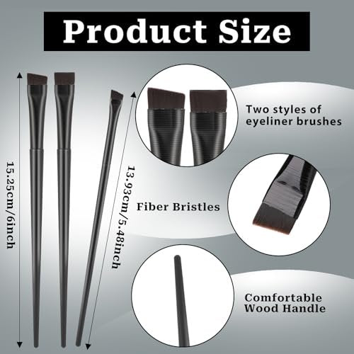 9 Pcs Angled Eyeliner and Eyebrow Brush Set - Flat Tint, Fine Slanted Applicator, Ultra Thin Makeup Brush for Eyeshadow and Eyeliner - görsel 4