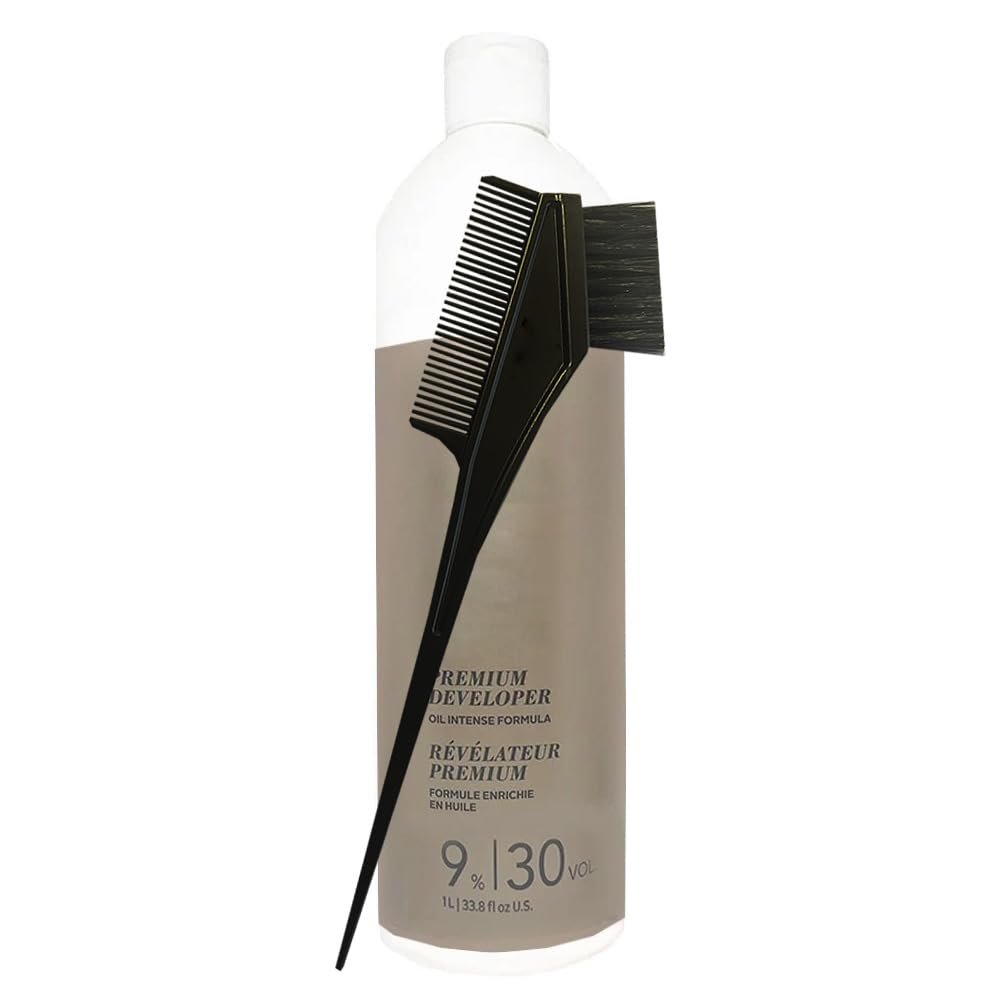 Blonde-Me Developer 9% 30 Volume 33.8 oz + M Hair Designs Tint Brush Comb Bundle - görsel 1
