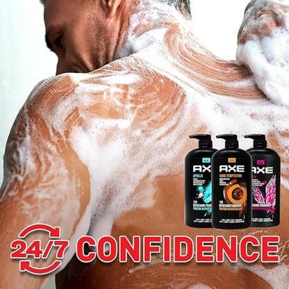AXE Men's Body Wash Variety Pack - Dark Temptation, Apollo & Excite - 3-Pack of 33.8 oz Pump Bottles - 3-in-1 Body, Face & Hair Wash Avelisse