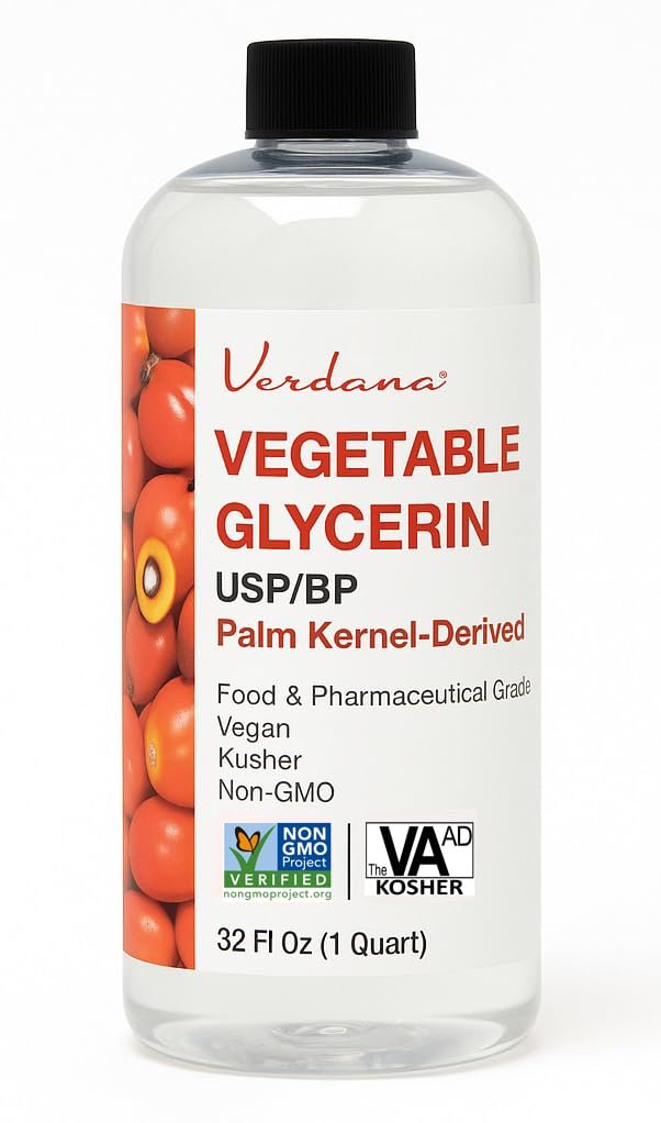 Verdana Vegetable Glycerin – USP, Food Grade, Palm-Derived, Soy-Free – Liquid Glycerin for Personal Care, Cosmetic & Formulation Use – Non-GMO, Vegan – 32 fl oz Avelisse
