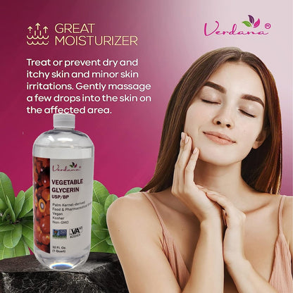Verdana Vegetable Glycerin – USP, Food Grade, Palm-Derived, Soy-Free – Liquid Glycerin for Personal Care, Cosmetic & Formulation Use – Non-GMO, Vegan – 32 fl oz Avelisse