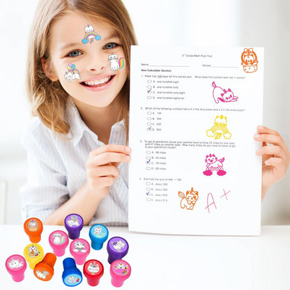 36-Pack Caticorn Party Favors: 24 Temporary Tattoos & 12 Stamps – Cat Unicorn Themed Birthday Supplies for Kids, Classroom Rewards, and Baby Shower Goodie Bags Avelisse