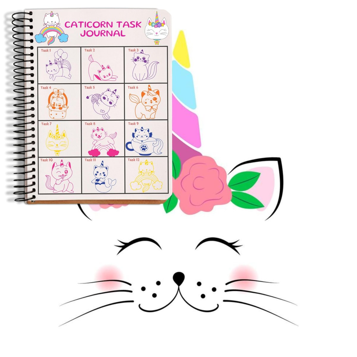 36-Pack Caticorn Party Favors: 24 Temporary Tattoos & 12 Stamps – Cat Unicorn Themed Birthday Supplies for Kids, Classroom Rewards, and Baby Shower Goodie Bags Avelisse