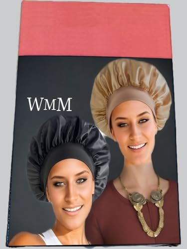 2-Pack Satin Hair Bonnets for Sleeping – Soft Elastic Band Silk Sleep Cap, Hair Wrap for Women (Gold/Black) - görsel 6