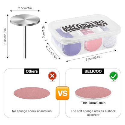 BELICOO 120 Pcs Sanding Paper Discs with 2 Metal Bits, 80/120/180/240 Grit, 25mm Round Replacement Sanding Discs for Electric Nail File, Foot Callus Remover Avelisse