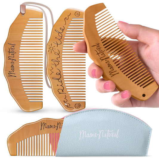 Mama Natural Tide Birth Comb for Labor Pain Relief - Wooden Comb for Women - Labor & Delivery Essentials, Pregnancy Gift