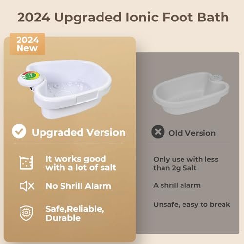 MSFOOT Upgraded Ionic Foot Bath Detox Machine – No Salt Limit, No Alarm Shutoffs | One-Touch 30-Min Auto Spa | Home Foot Spa for Circulation & Relaxation Avelisse