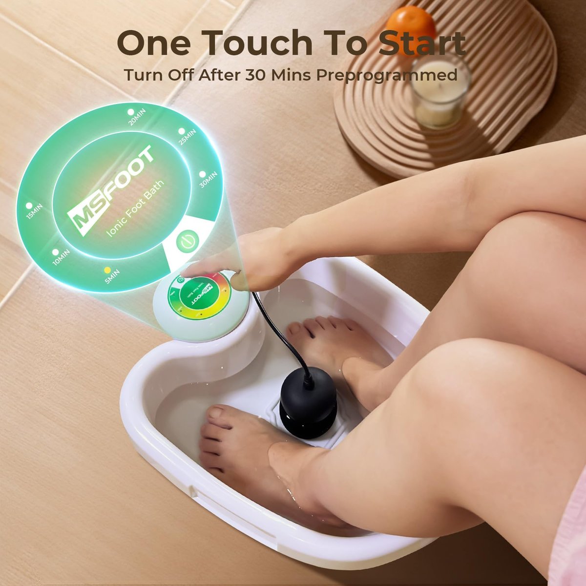 MSFOOT Upgraded Ionic Foot Bath Detox Machine – No Salt Limit, No Alarm Shutoffs | One-Touch 30-Min Auto Spa | Home Foot Spa for Circulation & Relaxation Avelisse