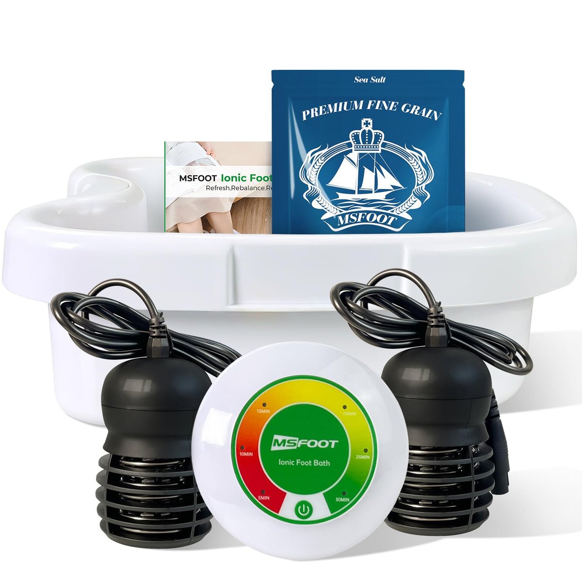 MSFOOT Upgraded Ionic Foot Bath Detox Machine – No Salt Limit, No Alarm Shutoffs | One-Touch 30-Min Auto Spa | Home Foot Spa for Circulation & Relaxation Avelisse