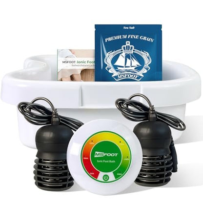 MSFOOT Upgraded Ionic Foot Bath Detox Machine – No Salt Limit, No Alarm Shutoffs | One-Touch 30-Min Auto Spa | Home Foot Spa for Circulation & Relaxation Avelisse