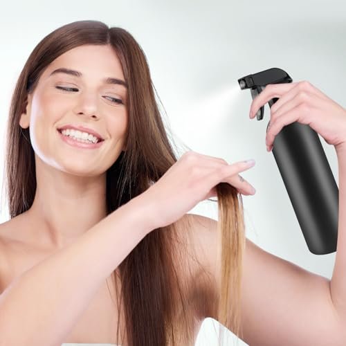DMuuuDM 500ml/16 Oz Plastic Spray Bottles, Empty Heavy Duty Adjustable Fine Mist and Stream Container for Home Garden Plant, Essential Oils, Hair, Household Cleaning Solutions - Black, 6 Pack Avelisse