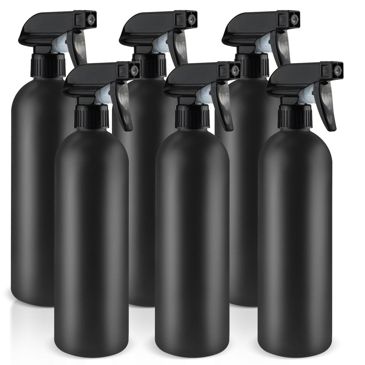 DMuuuDM 500ml/16 Oz Plastic Spray Bottles, Empty Heavy Duty Adjustable Fine Mist and Stream Container for Home Garden Plant, Essential Oils, Hair, Household Cleaning Solutions - Black, 6 Pack Avelisse