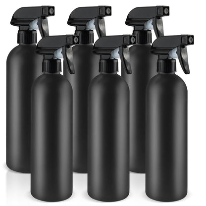 DMuuuDM 500ml/16 Oz Plastic Spray Bottles, Empty Heavy Duty Adjustable Fine Mist and Stream Container for Home Garden Plant, Essential Oils, Hair, Household Cleaning Solutions - Black, 6 Pack Avelisse