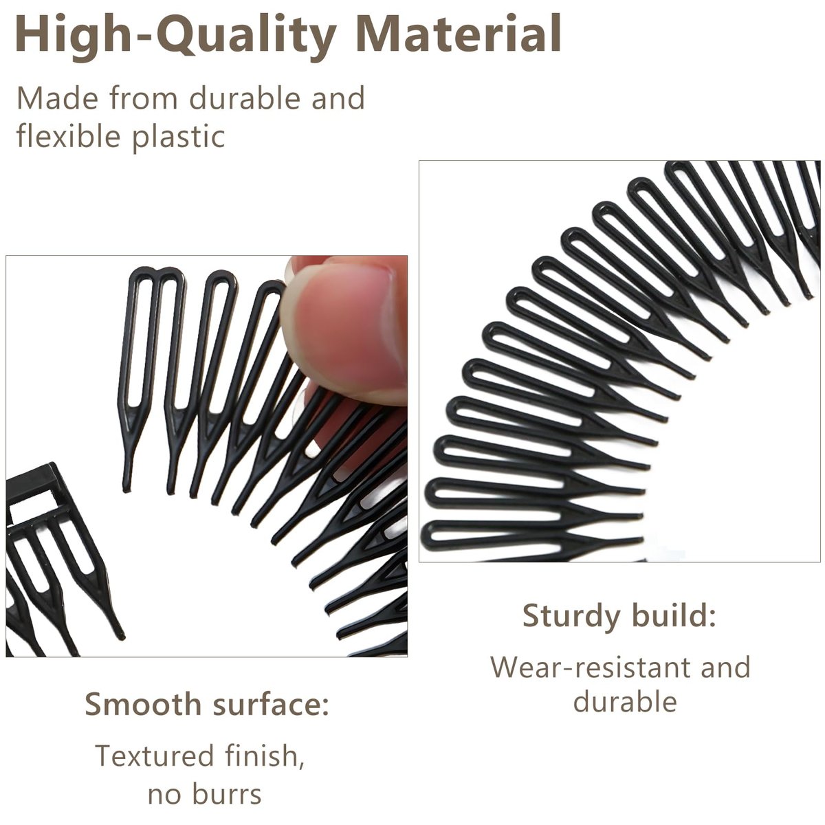 Jaasuee Classic Nylon Flexible Comb Headband for Women – Brown & Black Pack, All Hair Types - görsel 5