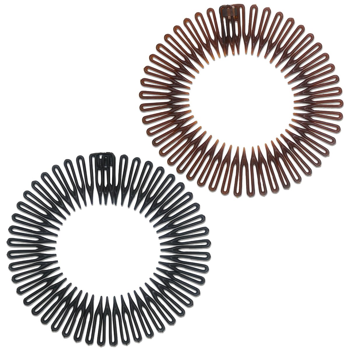 Jaasuee Classic Nylon Flexible Comb Headband for Women – Brown & Black Pack, All Hair Types - görsel 1