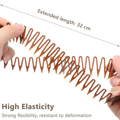 Jaasuee Classic Nylon Flexible Comb Headband for Women – Brown & Black Pack, All Hair Types