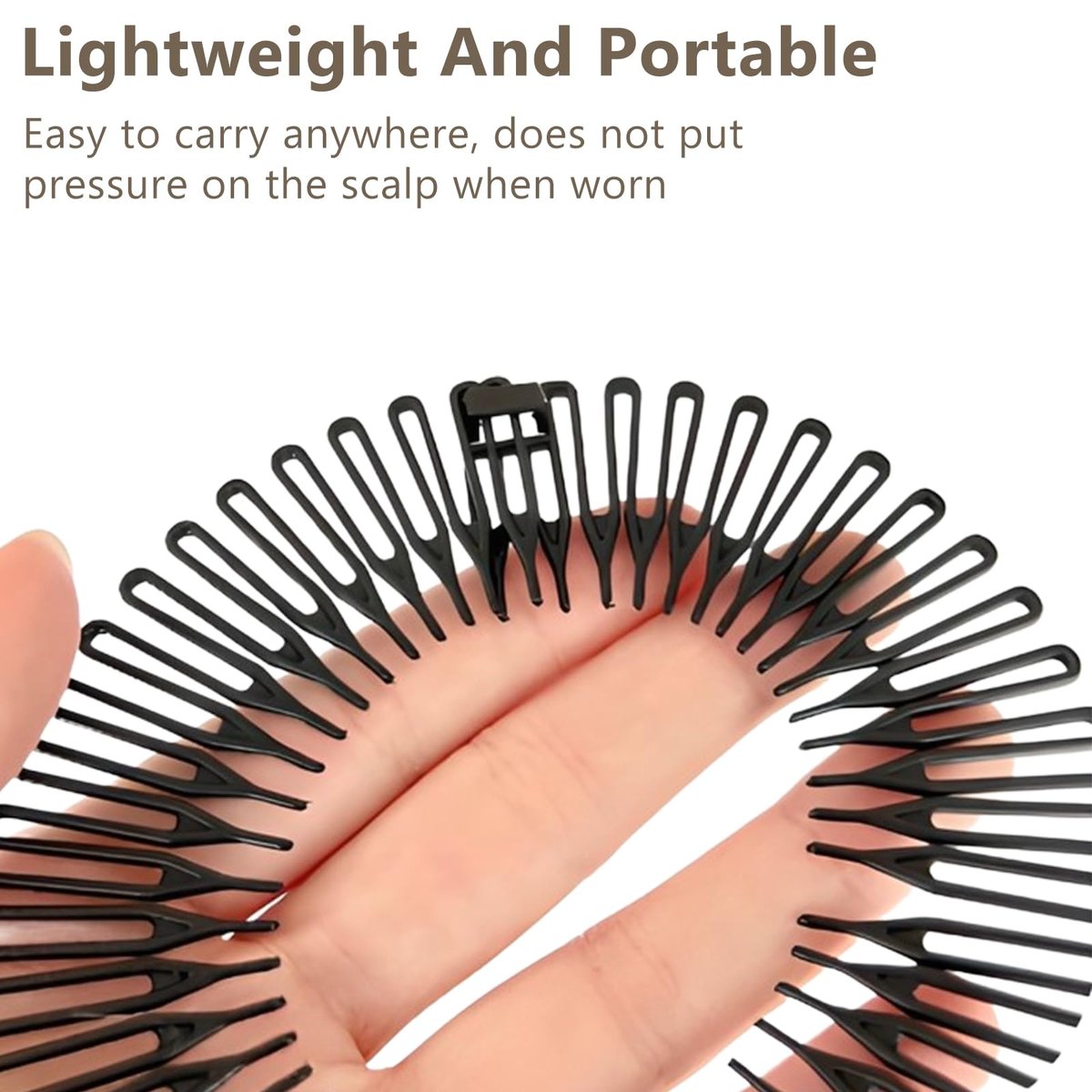 Jaasuee Classic Nylon Flexible Comb Headband for Women – Brown & Black Pack, All Hair Types - görsel 9