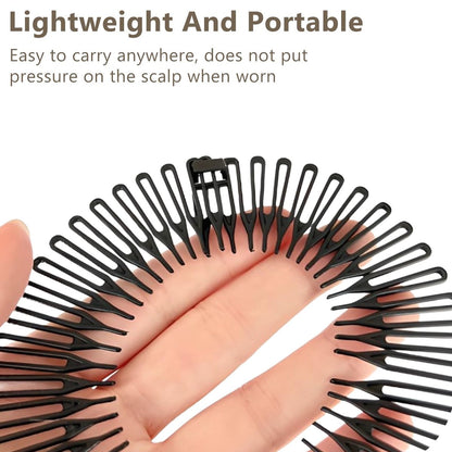Jaasuee Classic Nylon Flexible Comb Headband for Women – Brown & Black Pack, All Hair Types