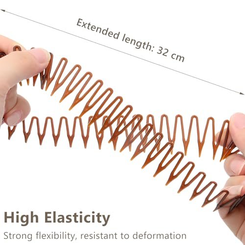 Jaasuee Classic Nylon Flexible Comb Headband for Women – Brown & Black Pack, All Hair Types - görsel 4