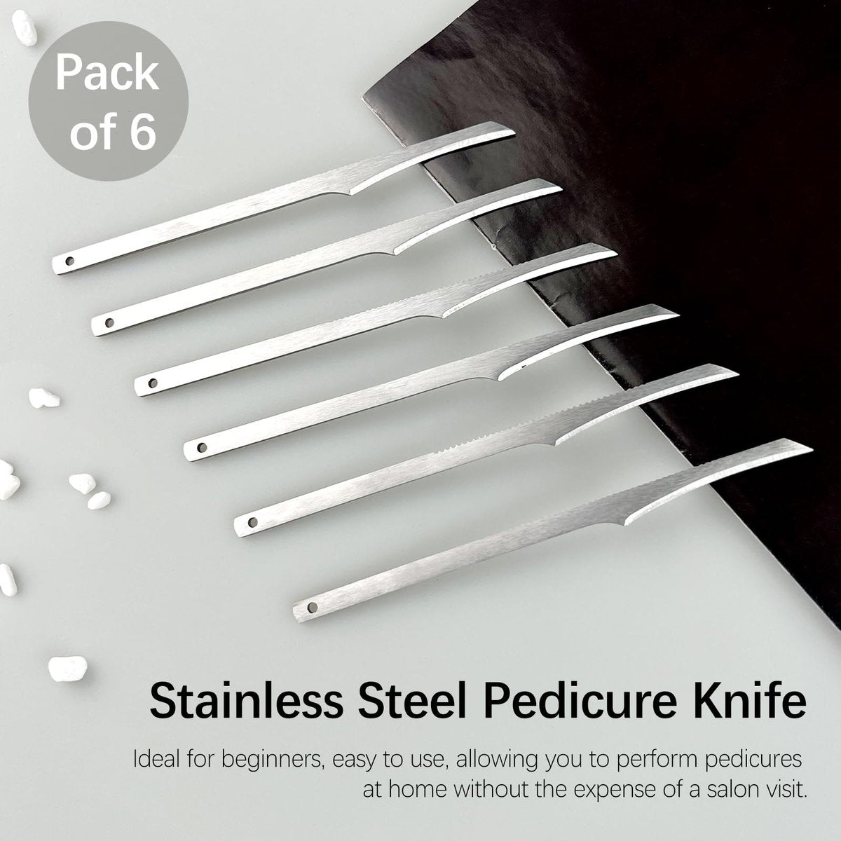 6-Piece Stainless Steel Pedicure Knife Tools Kit | Professional Foot Scrubber Set for Callus & Dead Skin Removal - görsel 13