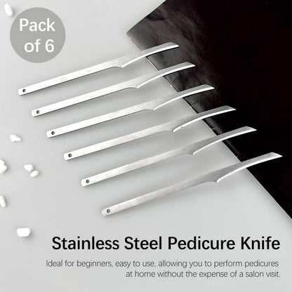 6-Piece Stainless Steel Pedicure Knife Tools Kit | Professional Foot Scrubber Set for Callus & Dead Skin Removal
