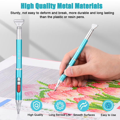Yacig Diamond Art Pen – Refillable Wax Pen for Diamond Painting with Metal Multi Placer, Blue Avelisse