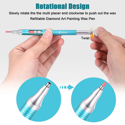 Yacig Diamond Art Pen – Refillable Wax Pen for Diamond Painting with Metal Multi Placer, Blue Avelisse