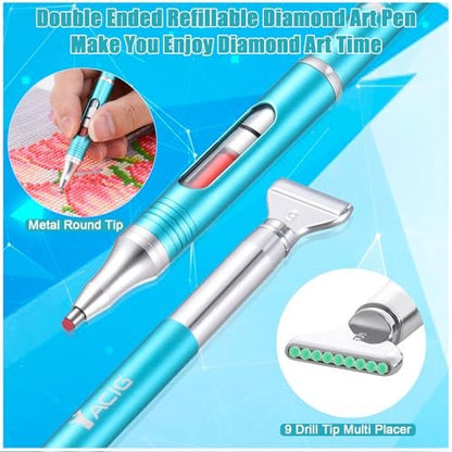 Yacig Diamond Art Pen – Refillable Wax Pen for Diamond Painting with Metal Multi Placer, Blue Avelisse