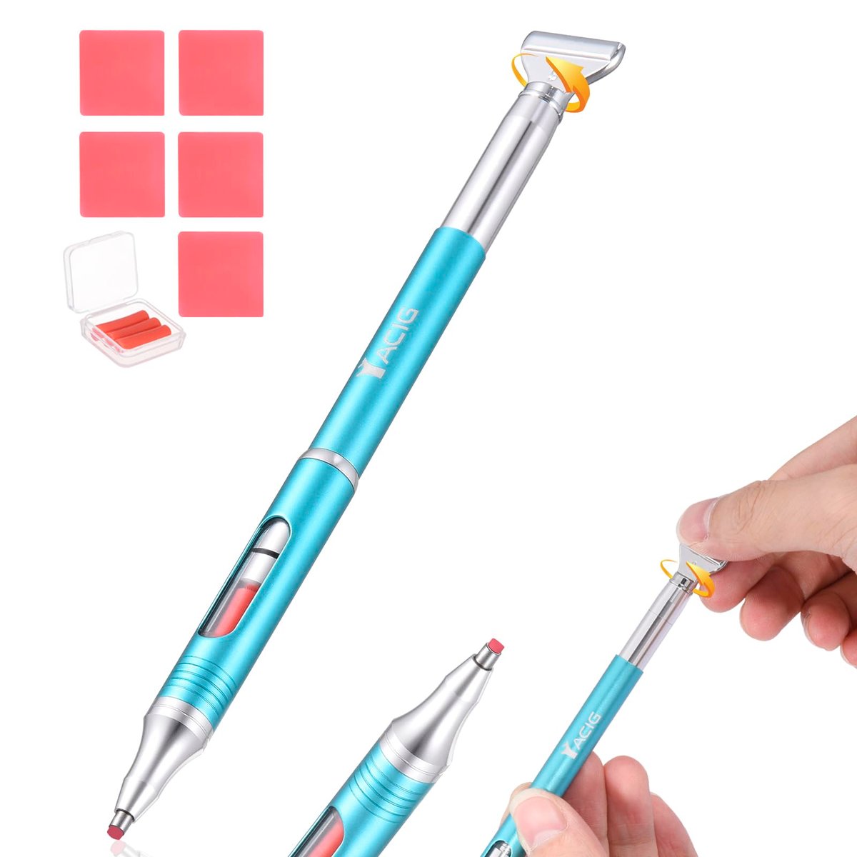 Yacig Diamond Art Pen – Refillable Wax Pen for Diamond Painting with Metal Multi Placer, Blue Avelisse