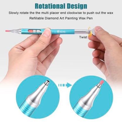 Yacig Diamond Art Pen – Refillable Wax Pen for Diamond Painting with Metal Multi Placer, Blue Avelisse