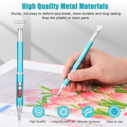 Yacig Diamond Art Pen – Refillable Wax Pen for Diamond Painting with Metal Multi Placer, Blue Avelisse