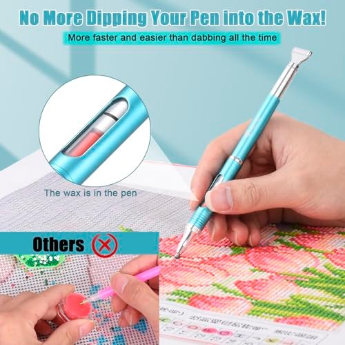 Yacig Diamond Art Pen – Refillable Wax Pen for Diamond Painting with Metal Multi Placer, Blue Avelisse