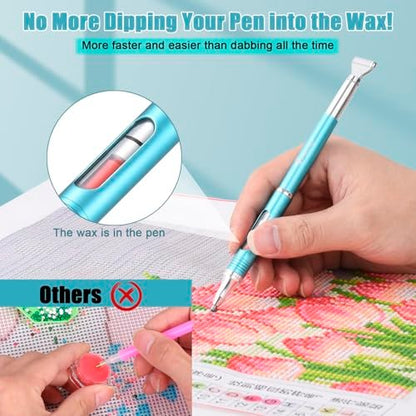 Yacig Diamond Art Pen – Refillable Wax Pen for Diamond Painting with Metal Multi Placer, Blue Avelisse
