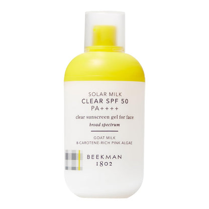 Beekman 1802 Solar Milk 3-in-1 Weightless Clear SPF 50 Face Sunscreen - 1.69 fl oz - Broad Spectrum UVA/UVB Protection + Makeup Primer, Non-Greasy Gel with Goat Milk, For All Skin Types & Tones Avelisse