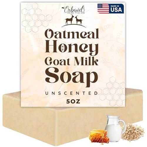 Natural Oatmeal & Honey Goat Milk Soap Bar – Unscented Face & Body Wash for Eczema, Psoriasis, Dry, Itchy, Sensitive Skin – Handcrafted in USA - görsel 1