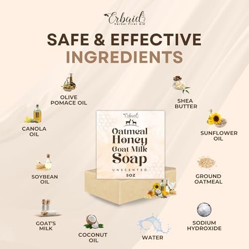 Natural Oatmeal & Honey Goat Milk Soap Bar – Unscented Face & Body Wash for Eczema, Psoriasis, Dry, Itchy, Sensitive Skin – Handcrafted in USA - görsel 9