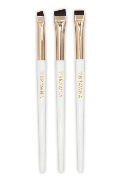 BRAWNA Eyebrow Brush Set - 3 Pcs Angled Precision Eyeliner Makeup Brushes for Brow & Lip Mapping, Concealer Flat Brush - Ideal for Powder, Cream, Pomade, Paste Avelisse