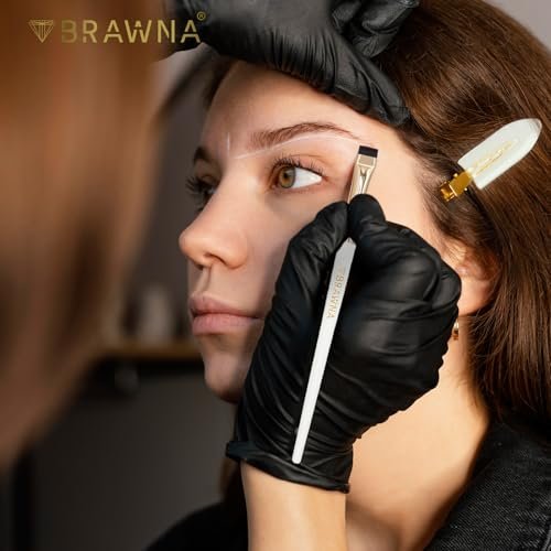 BRAWNA Eyebrow Brush Set - 3 Pcs Angled Precision Eyeliner Makeup Brushes for Brow & Lip Mapping, Concealer Flat Brush - Ideal for Powder, Cream, Pomade, Paste Avelisse
