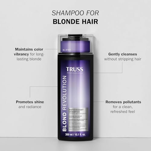 TRUSS Blond Revolution Blonde Shampoo - Gentle Cleansing Shampoo for Color Treated Hair - Preserves Luminous Blonde Coloring While Fighting Oxidation & Increasing Shine (10 fl oz) Avelisse