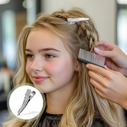 100 Pcs Silver Metal Alligator Hair Clips - Small Crocodile Hair Pins for Styling, Crafts & DIY Projects