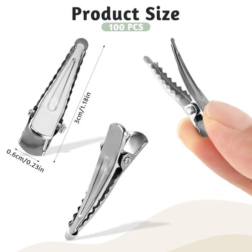 100 Pcs Silver Metal Alligator Hair Clips - Small Crocodile Hair Pins for Styling, Crafts & DIY Projects - görsel 3