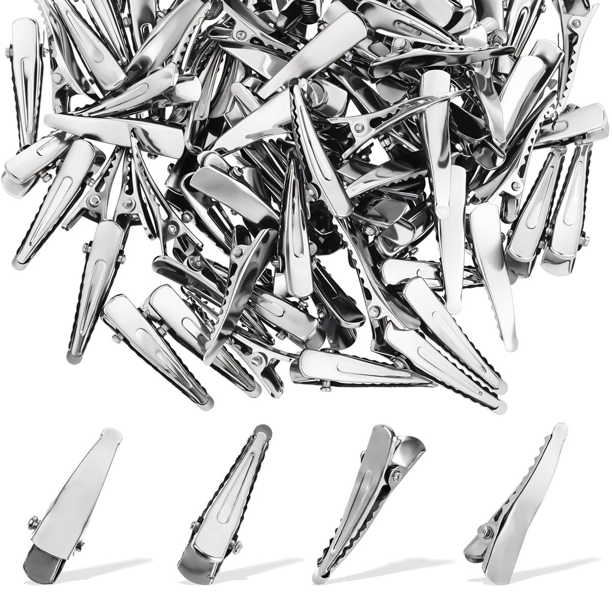 100 Pcs Silver Metal Alligator Hair Clips - Small Crocodile Hair Pins for Styling, Crafts & DIY Projects - görsel 2