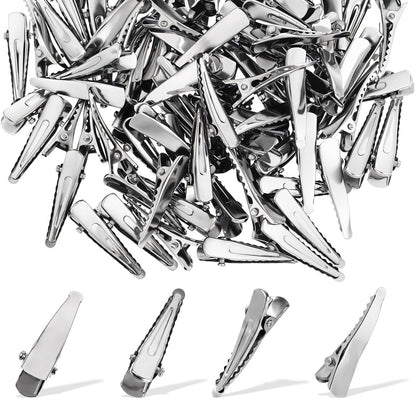 100 Pcs Silver Metal Alligator Hair Clips - Small Crocodile Hair Pins for Styling, Crafts & DIY Projects