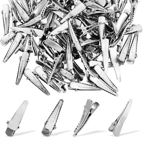 100 Pcs Silver Metal Alligator Hair Clips - Small Crocodile Hair Pins for Styling, Crafts & DIY Projects - görsel 1